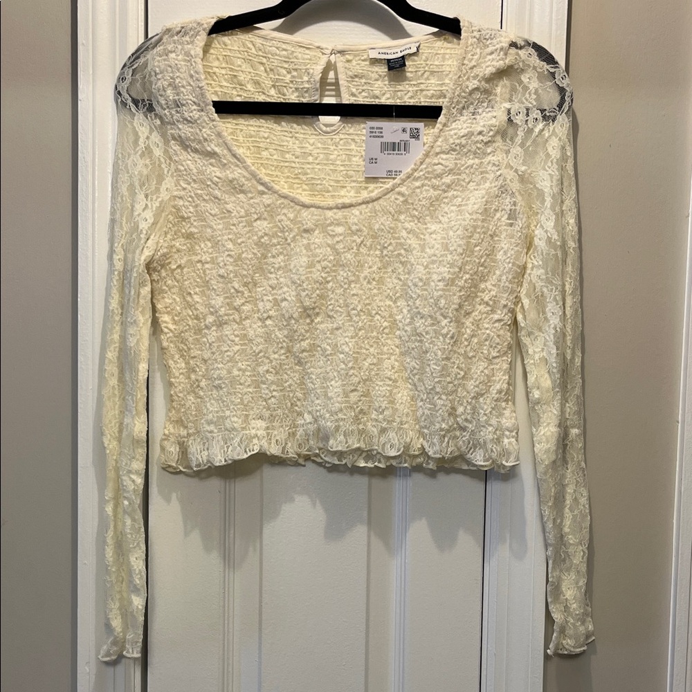 American Eagle Outfitters Cream Lace Blouse